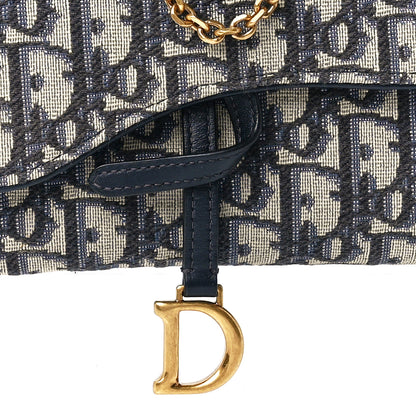 Christian Dior Oblique Saddle Chain Long Wallet Blue 10 of 13