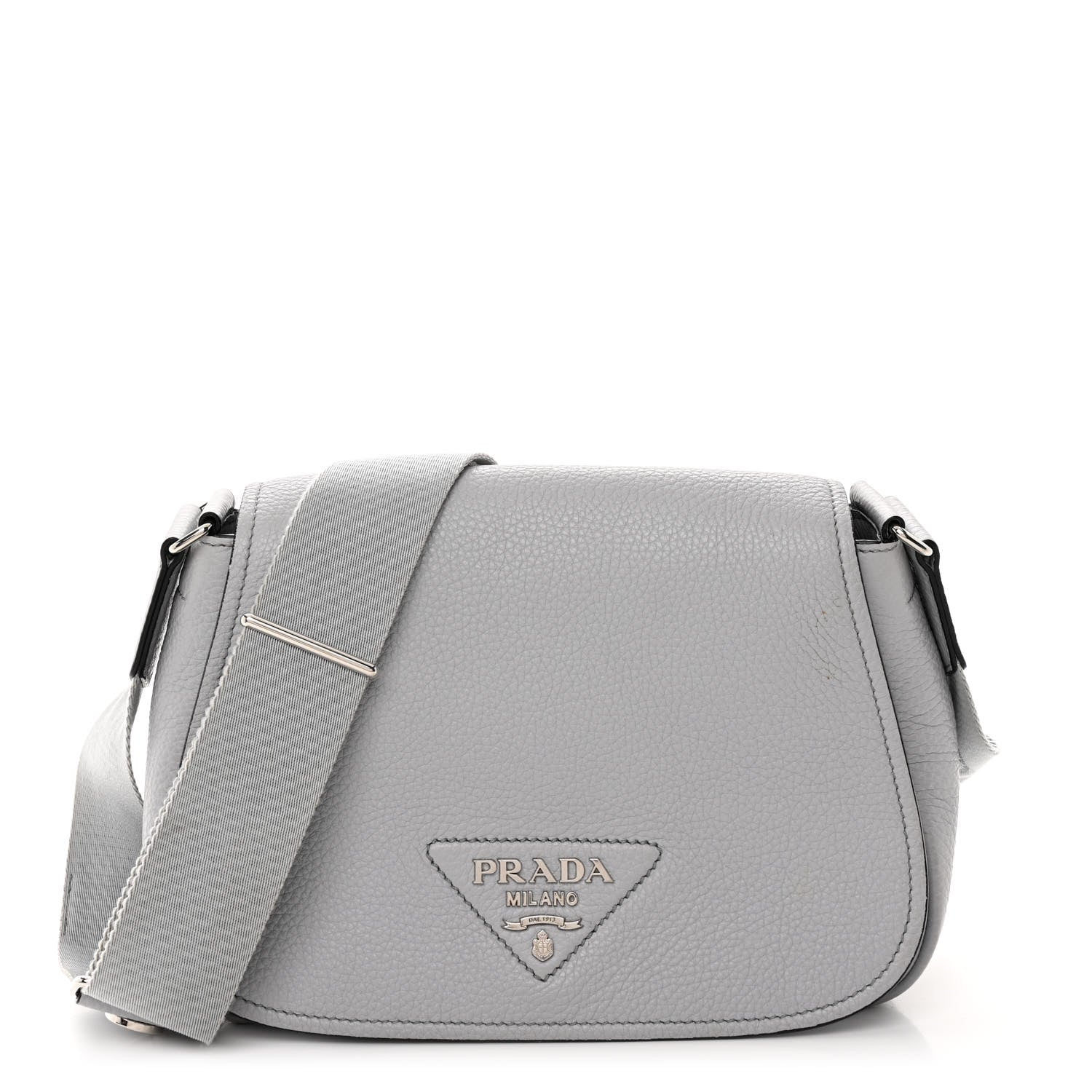 Prada Vitello Daino Soft Shoulder Flap Bag Ardesia 1 of 10