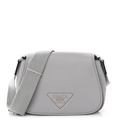 Prada Vitello Daino Soft Shoulder Flap Bag Ardesia 1 of 10
