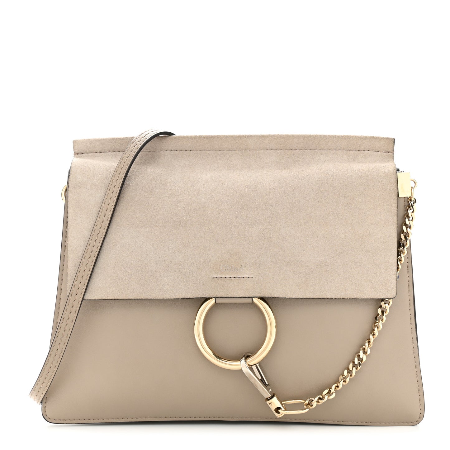 Calfskin Suede Medium Faye Shoulder Bag Motty Grey