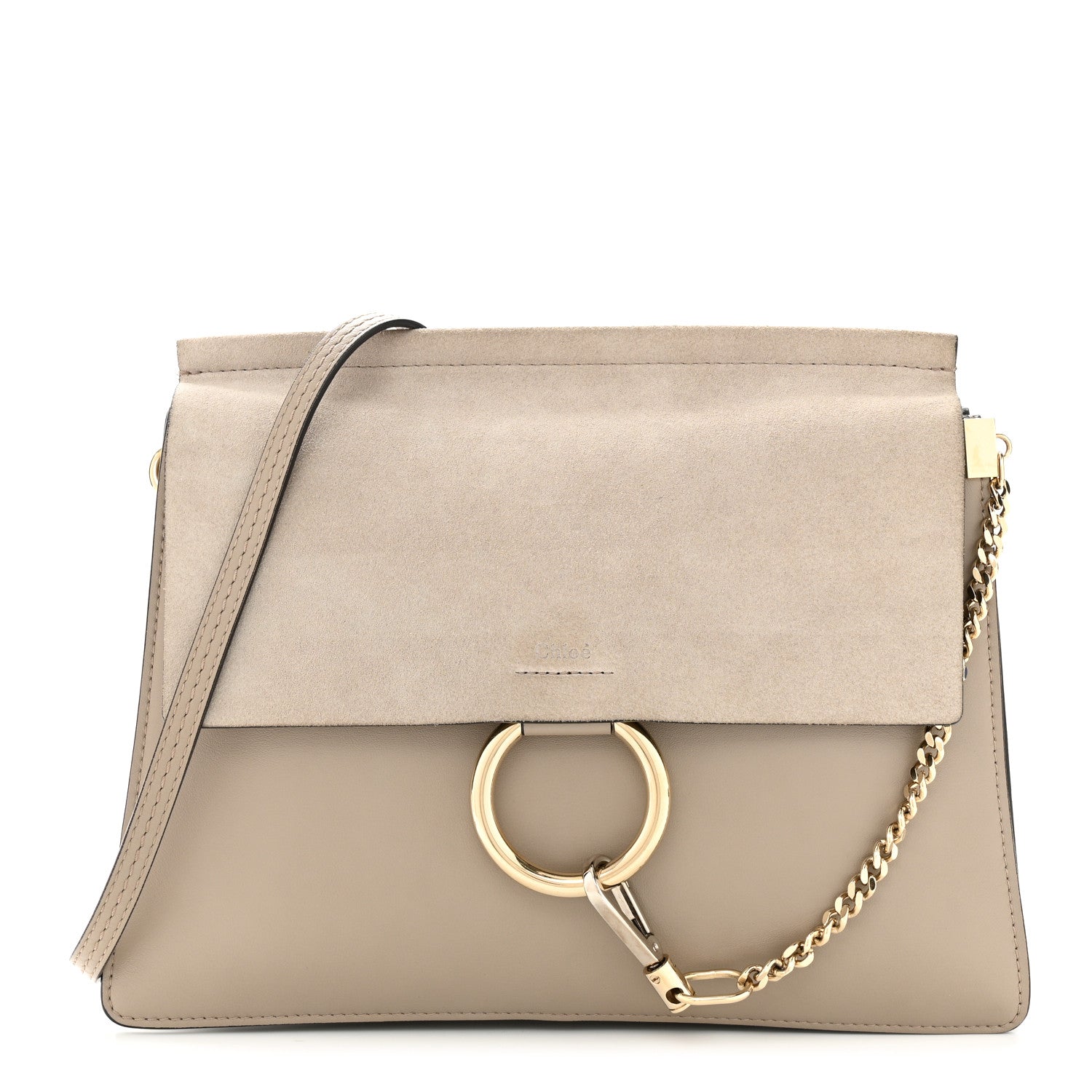 Chloe Calfskin Suede Medium Faye Shoulder Bag Motty Grey 1 of 11