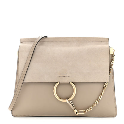 Chloe Calfskin Suede Medium Faye Shoulder Bag Motty Grey 1 of 11