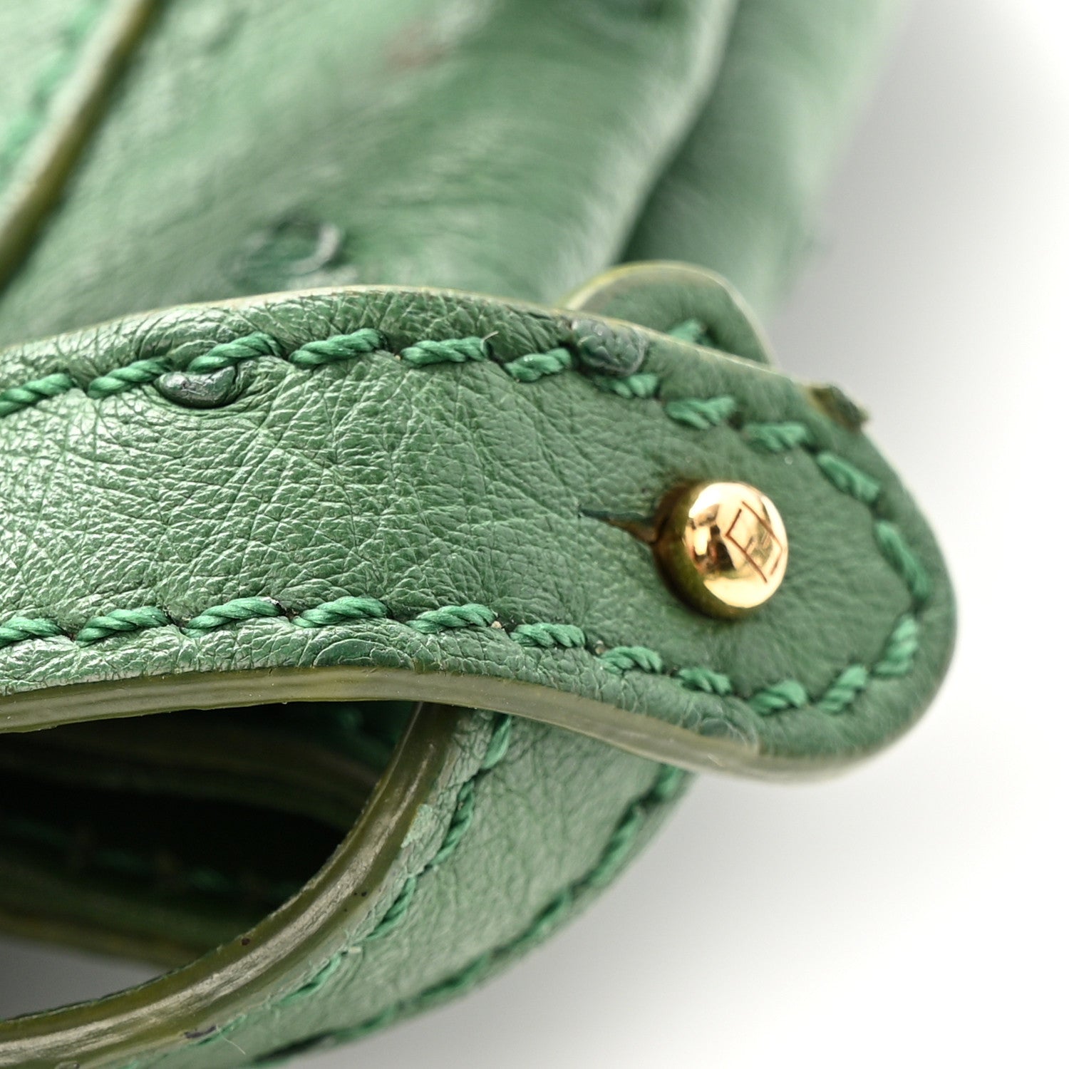 Fendi Ostrich Shiny Nappa Mini Peekaboo I SEE U Satchel Green 12 of 16