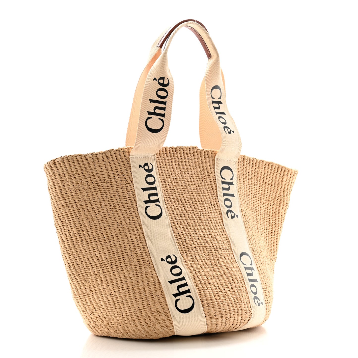Raffia Large Woody Tote White