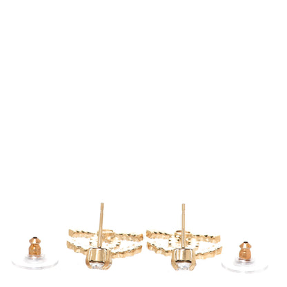Chanel Resin Crystal Pearl CC Drop Earrings Gold Black 3 of 5