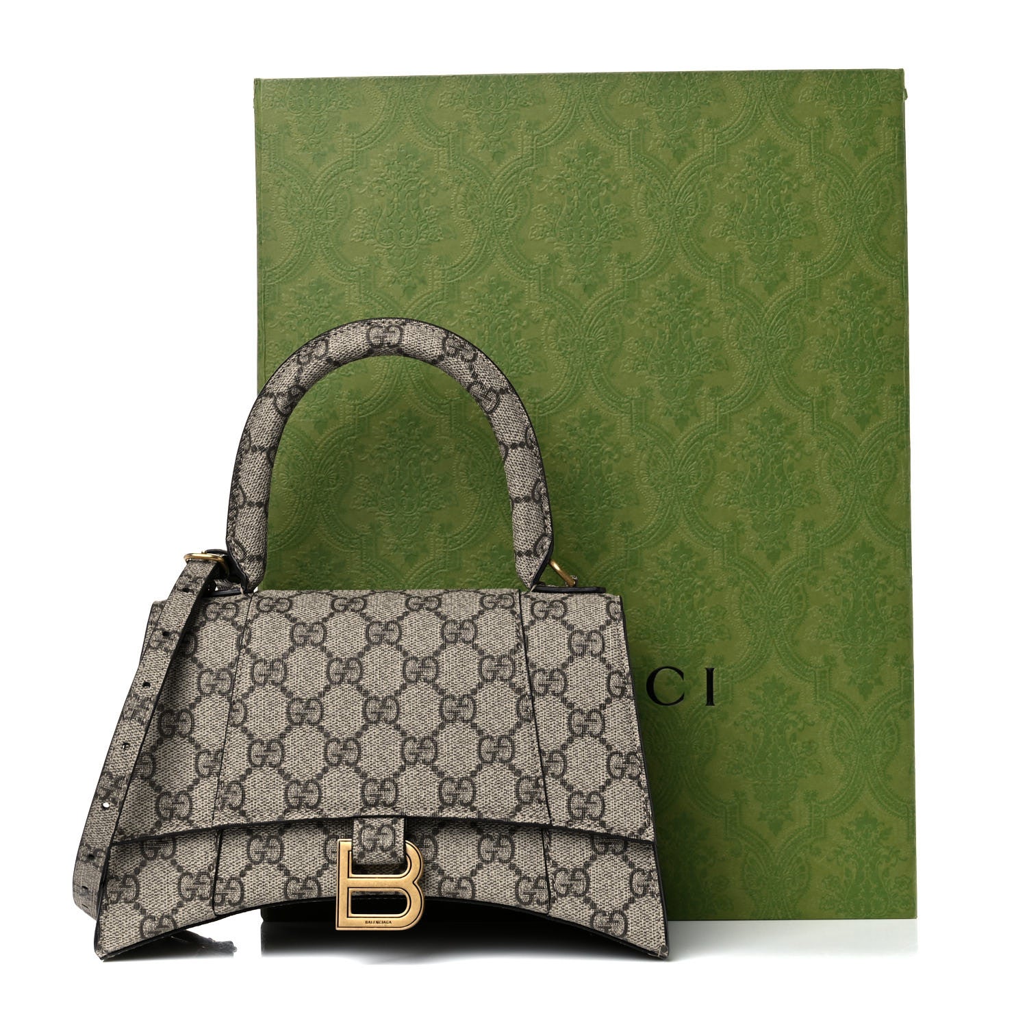 Balenciaga X GUCCI GG Supreme Monogram Small Hourglass Top Handle Bag Beige Ebony 9 of 9