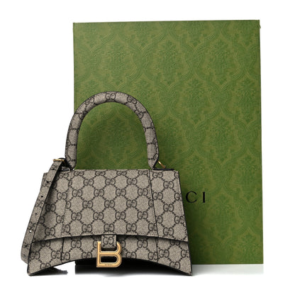 Balenciaga X GUCCI GG Supreme Monogram Small Hourglass Top Handle Bag Beige Ebony 9 of 9