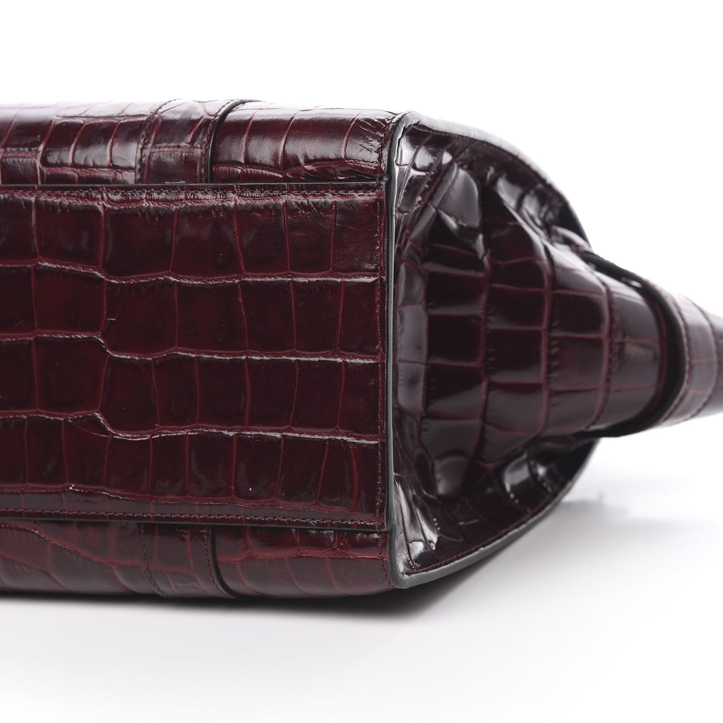 Crocodile Embossed Calfskin Small Zipped Bayswater Oxblood