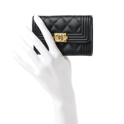 Chanel Caviar Quilted Boy Flap Card Holder Black 2 of 12