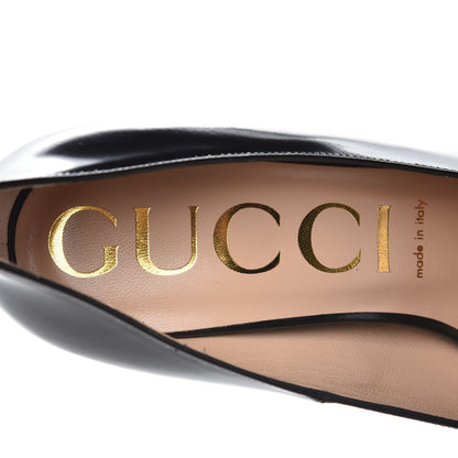 Gucci Polished Calfskin Removable Bee Elaisa Platform High Heel Pumps 39.5 Black 7 of 9