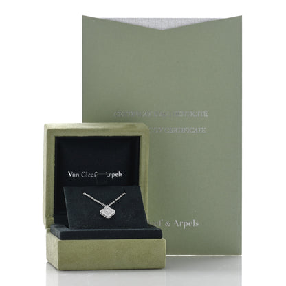 Van Cleef & Arpels 18K White Gold Diamond Sweet Alhambra Pendant Necklace 5 of 5