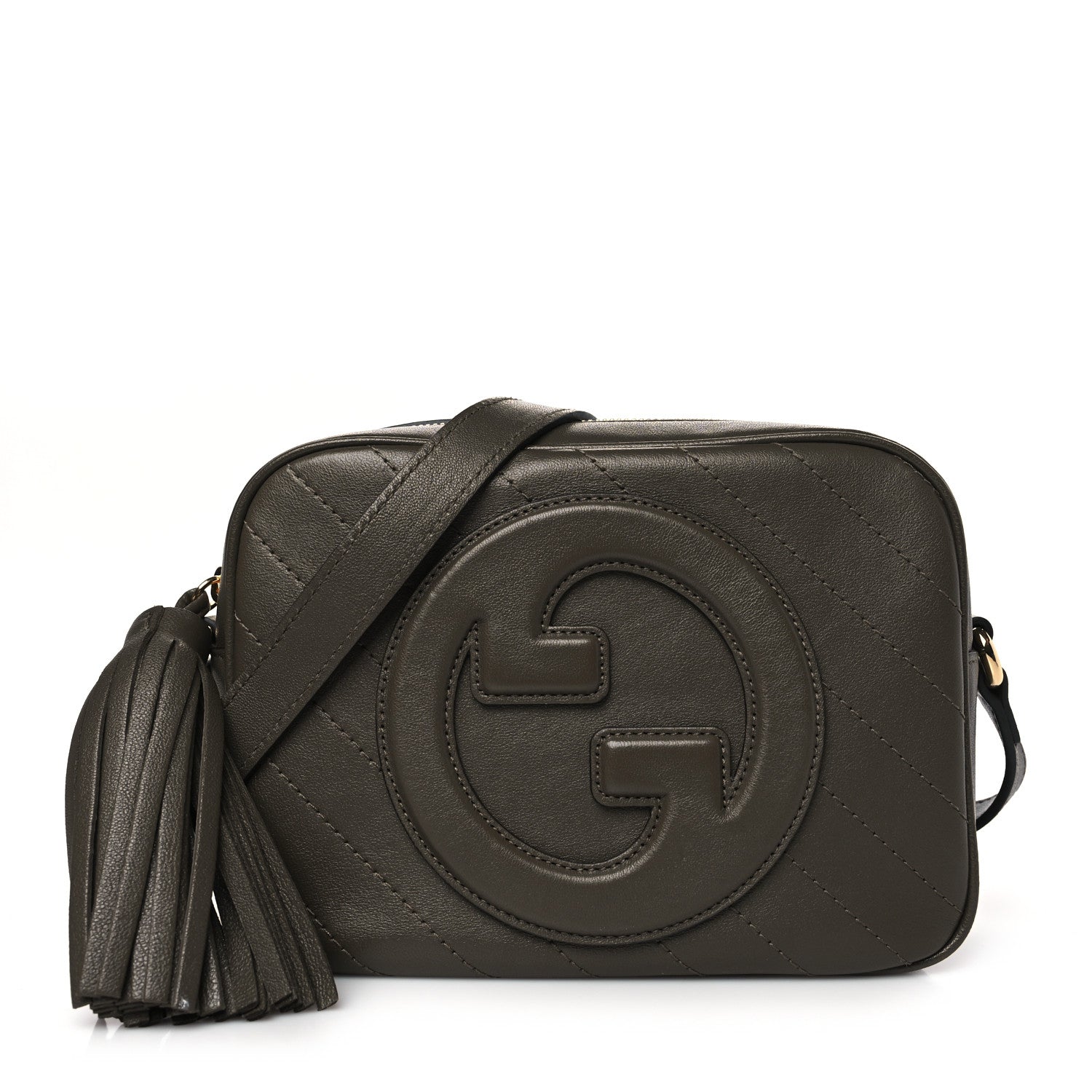 Gucci Sakai Be Green Calfskin Diagonal Stitched Small Blondie Shoulder Bag Craclet Brown 1 of 10
