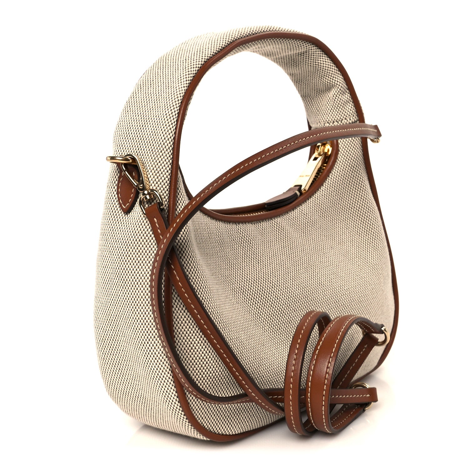 Miu Miu Canvas Calfskin Small Wander Hobo Naturale Brandy 3 of 9