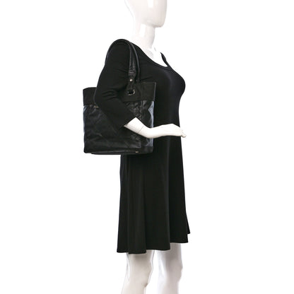 Chanel Coated Canvas Quilted Small Paris Biarritz Tote Black 2 of 9