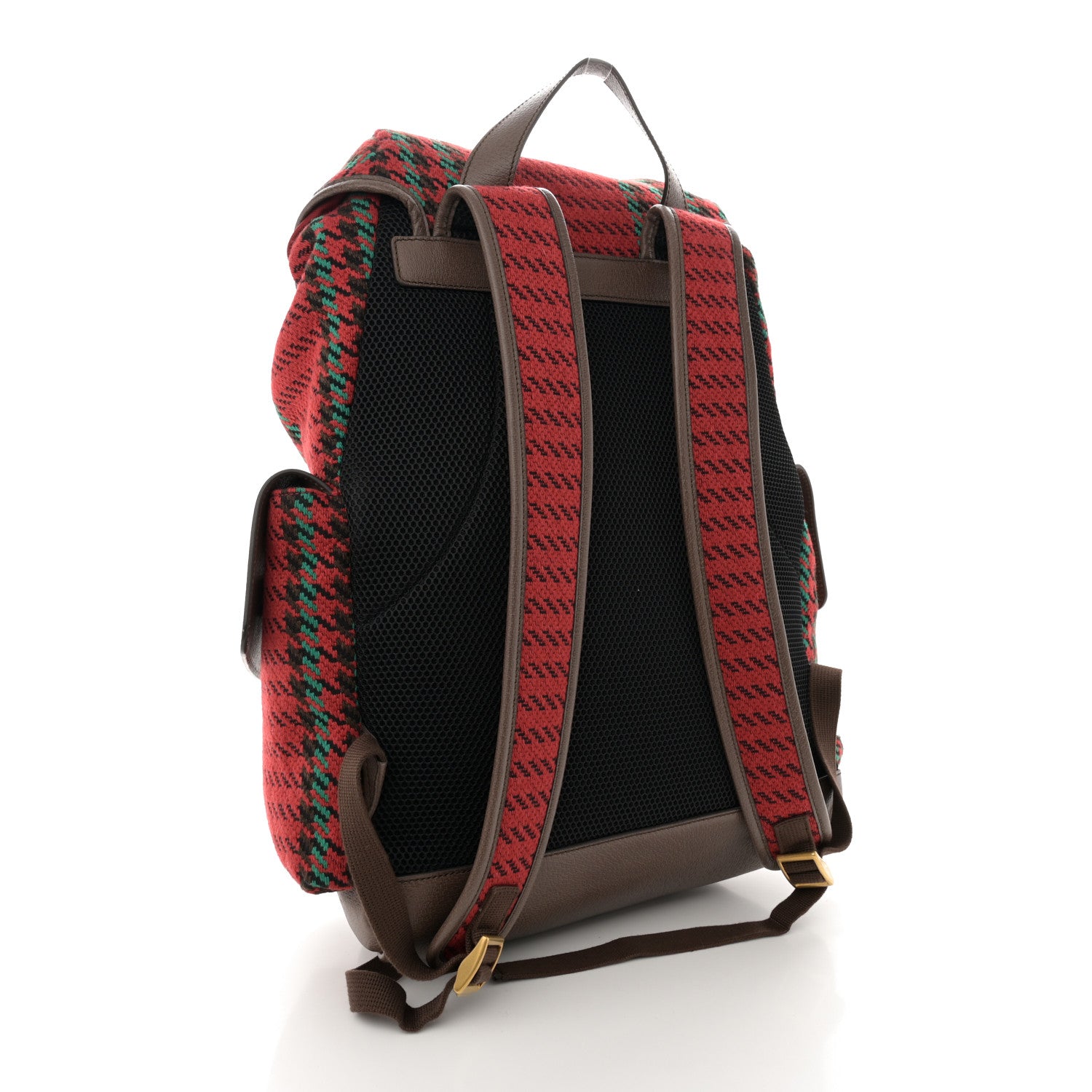 Gucci Cotton Wool Houndstooth Interlocking G Backpack Red Green New Acero 3 of 11