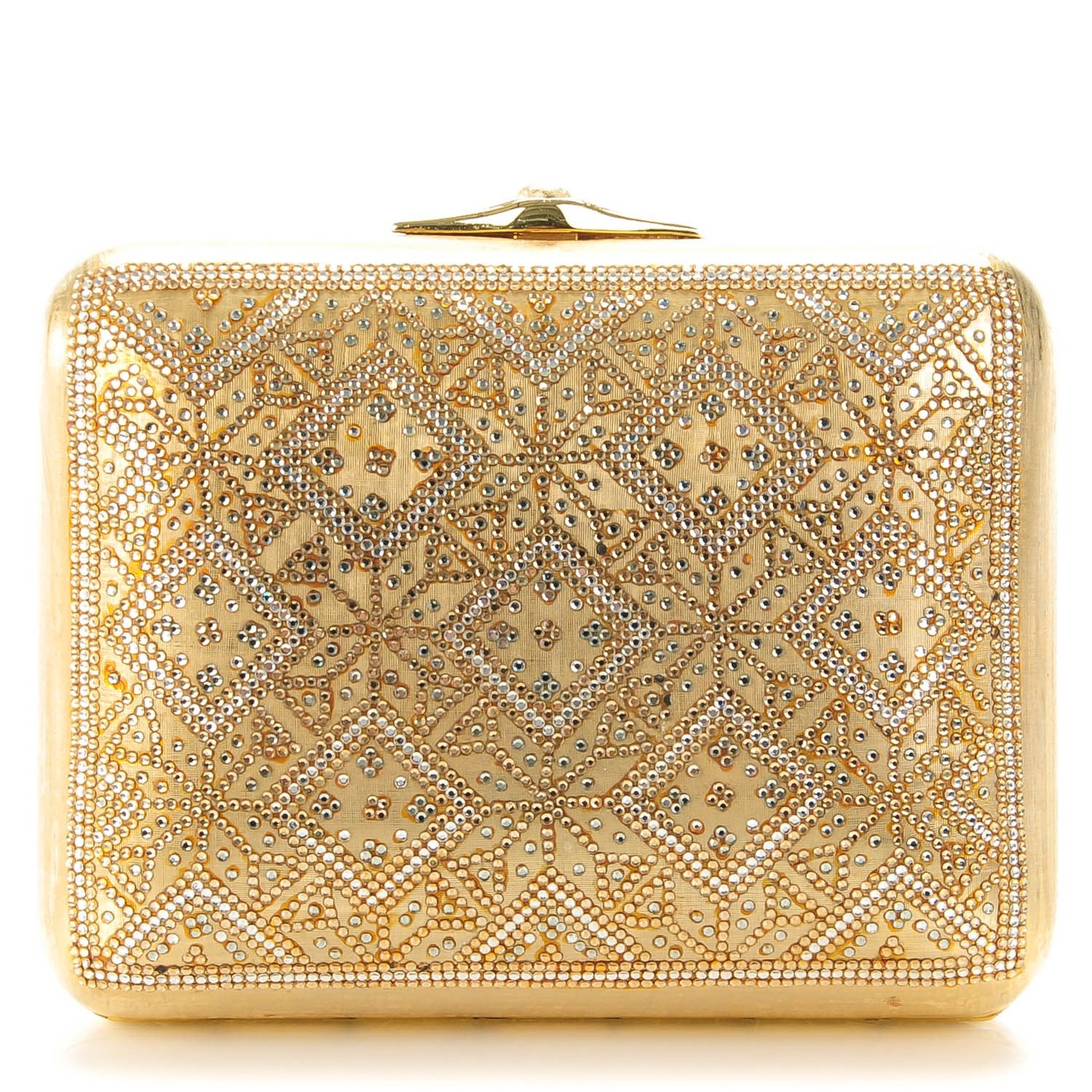 Judith Leiber Crystal Minaudiere Clutch Gold 1 of 8