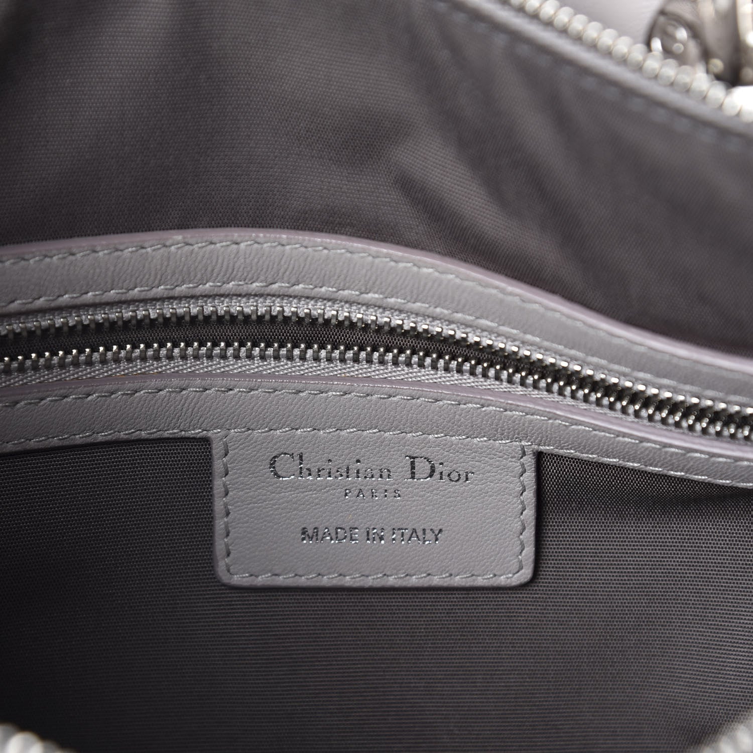 Christian Dior Lambskin Cannage Granville Polochon Grey 8 of 10