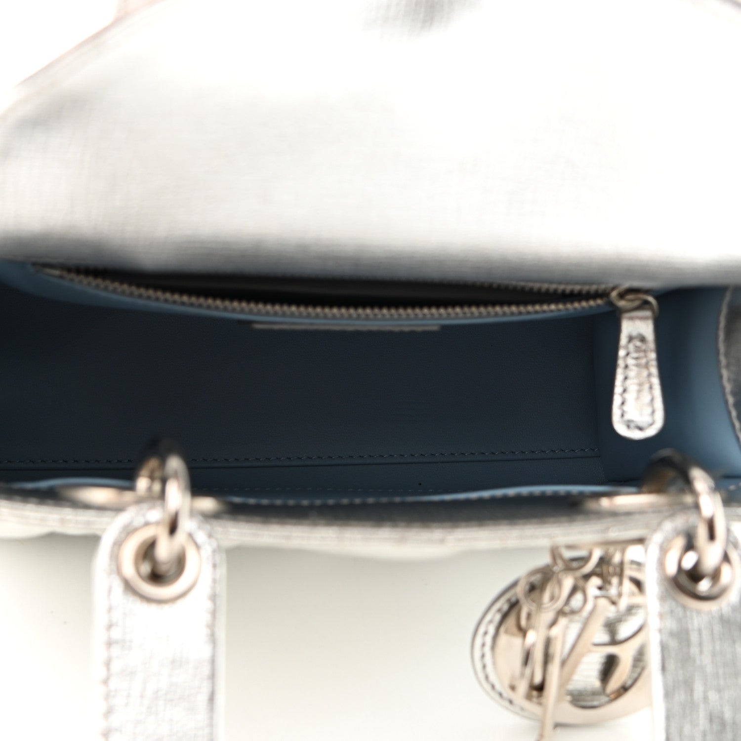 Christian Dior Metallic Grained Calfskin Cannage Small Lucky Badges My Lady Dior Silver 5 of 12