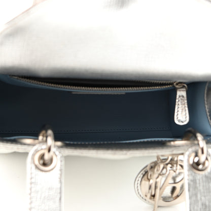 Christian Dior Metallic Grained Calfskin Cannage Small Lucky Badges My Lady Dior Silver 5 of 12