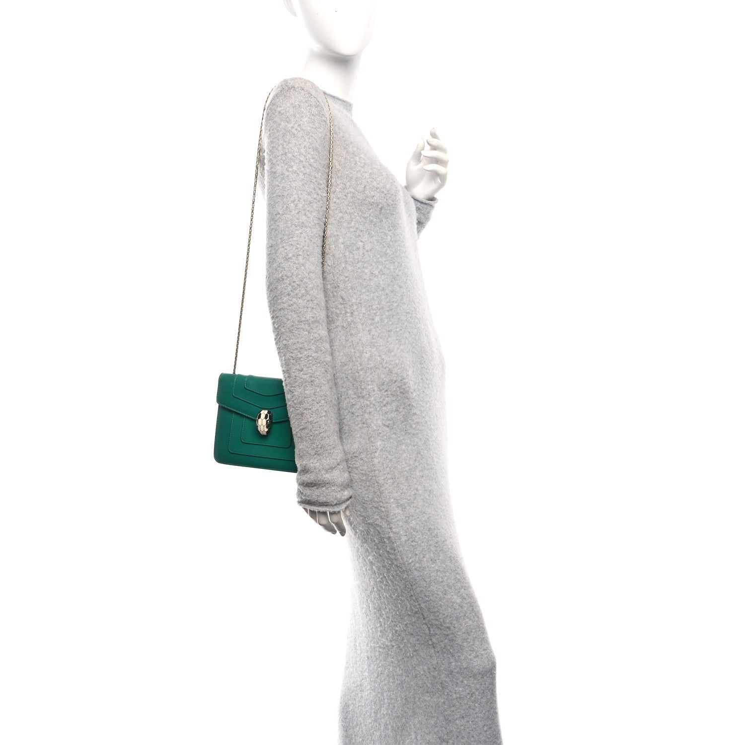 Bulgari Calfskin Small Serpenti Forever Snake Strap Crossbody Bag Emerald Green 2 of 11