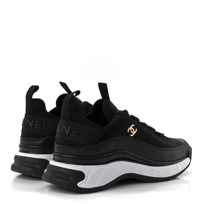 Chanel Velvet Calfskin Mixed Fibers CC Sneakers 38.5 Black 4 of 11
