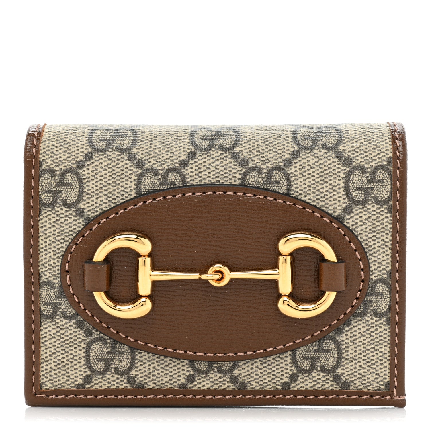 Gucci GG Supreme Monogram Horsebit 1955 Card Case Wallet Beige Ebony Brown Sugar 1 of 9