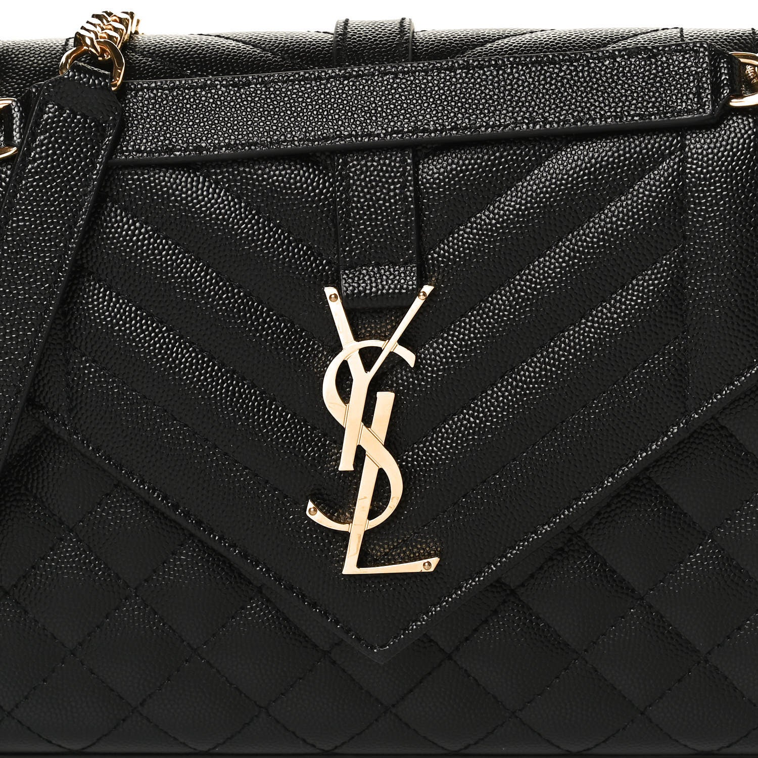 Saint Laurent Grain De Poudre Textured Mixed Matelasse Triquilt Medium Monogram Satchel Black 8 of 10