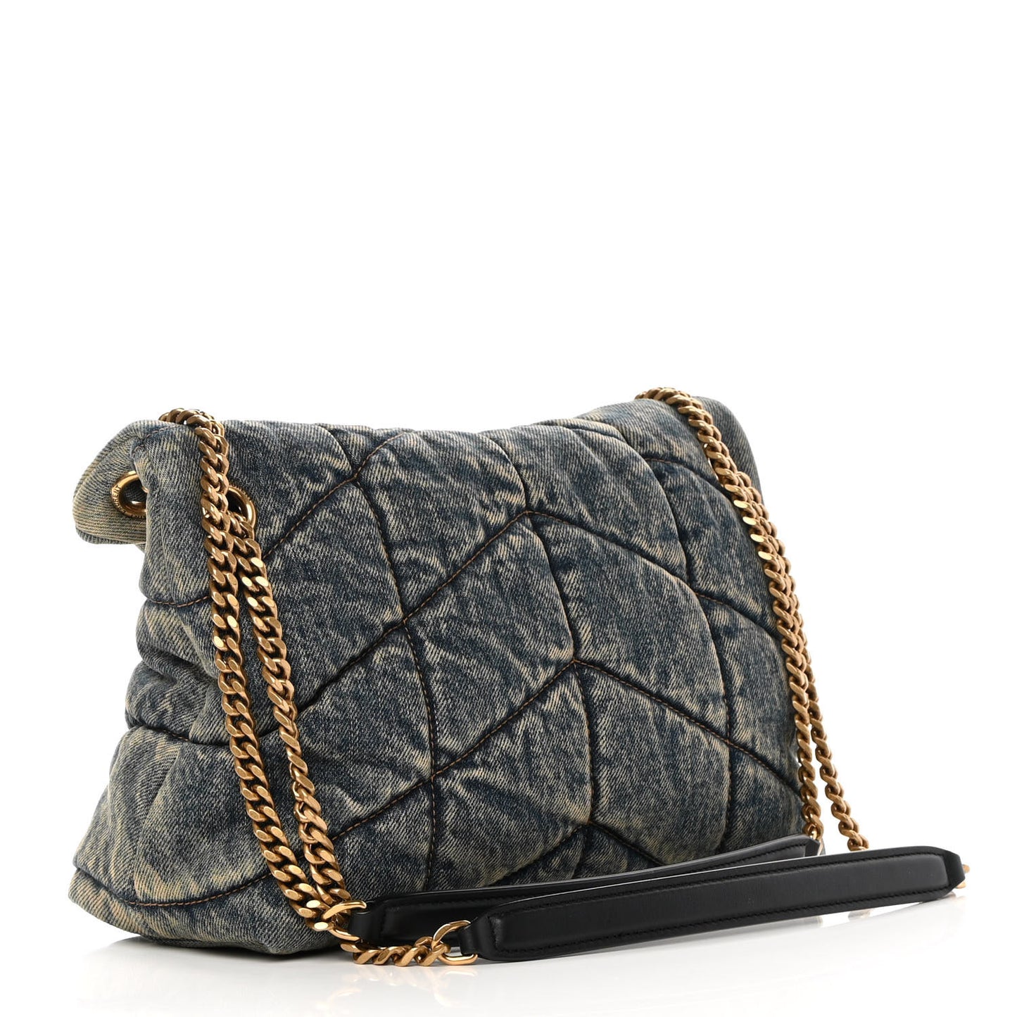 Denim Quilted Loulou Puffer Monogram Chain Satchel Rodeo Blue