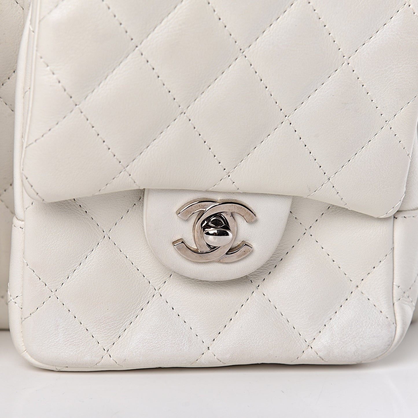 Calfskin Quilted Large Cambon Multipocket Reporter White