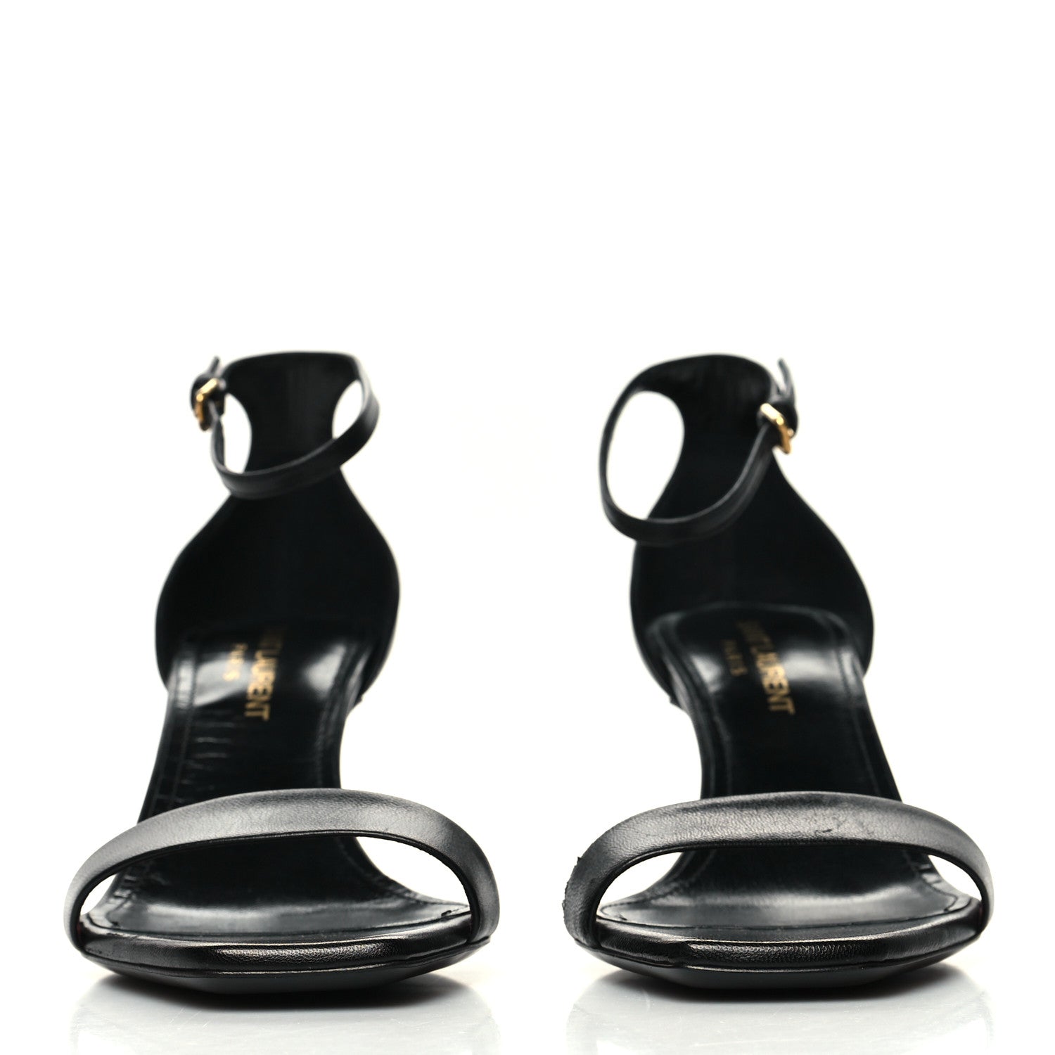 Saint Laurent Calfskin Tripon Amber 85 Ankle Strap Sandals 35.5 Black 2 of 13