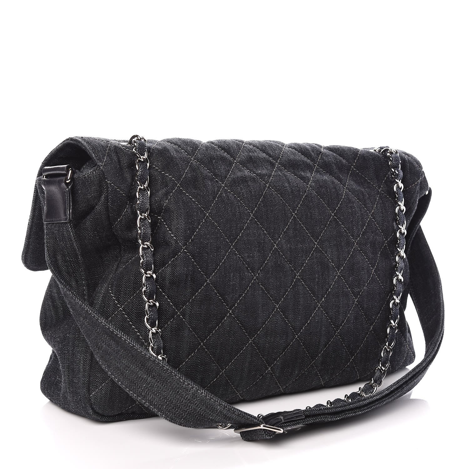 Chanel Denim Quilted Stretch Spirit Messenger Bag Dark Blue 4 of 11