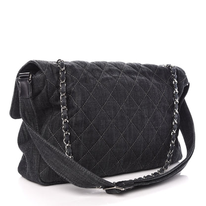 Chanel Denim Quilted Stretch Spirit Messenger Bag Dark Blue 4 of 11