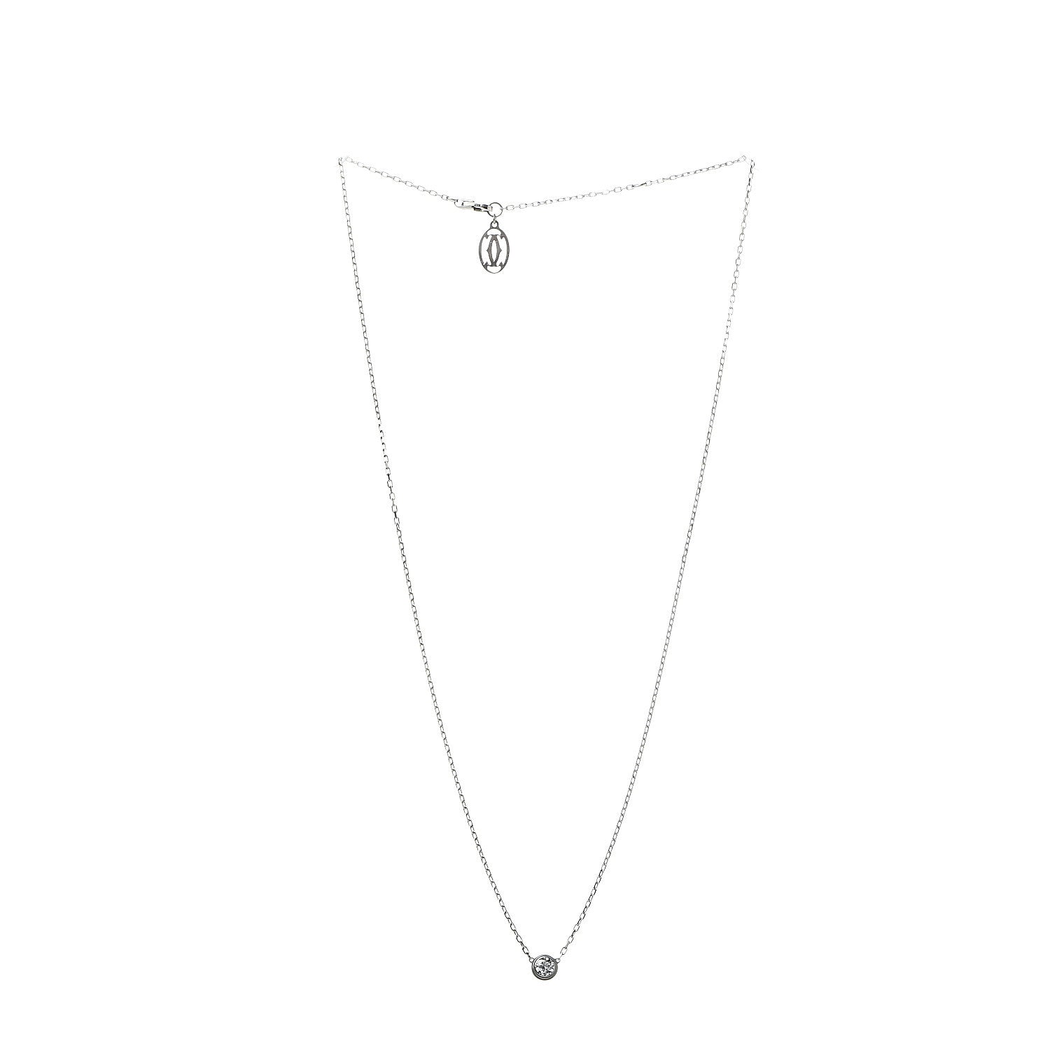 Cartier 18K White Gold Diamond LM D'Amour Pendant Necklace 2 of 7