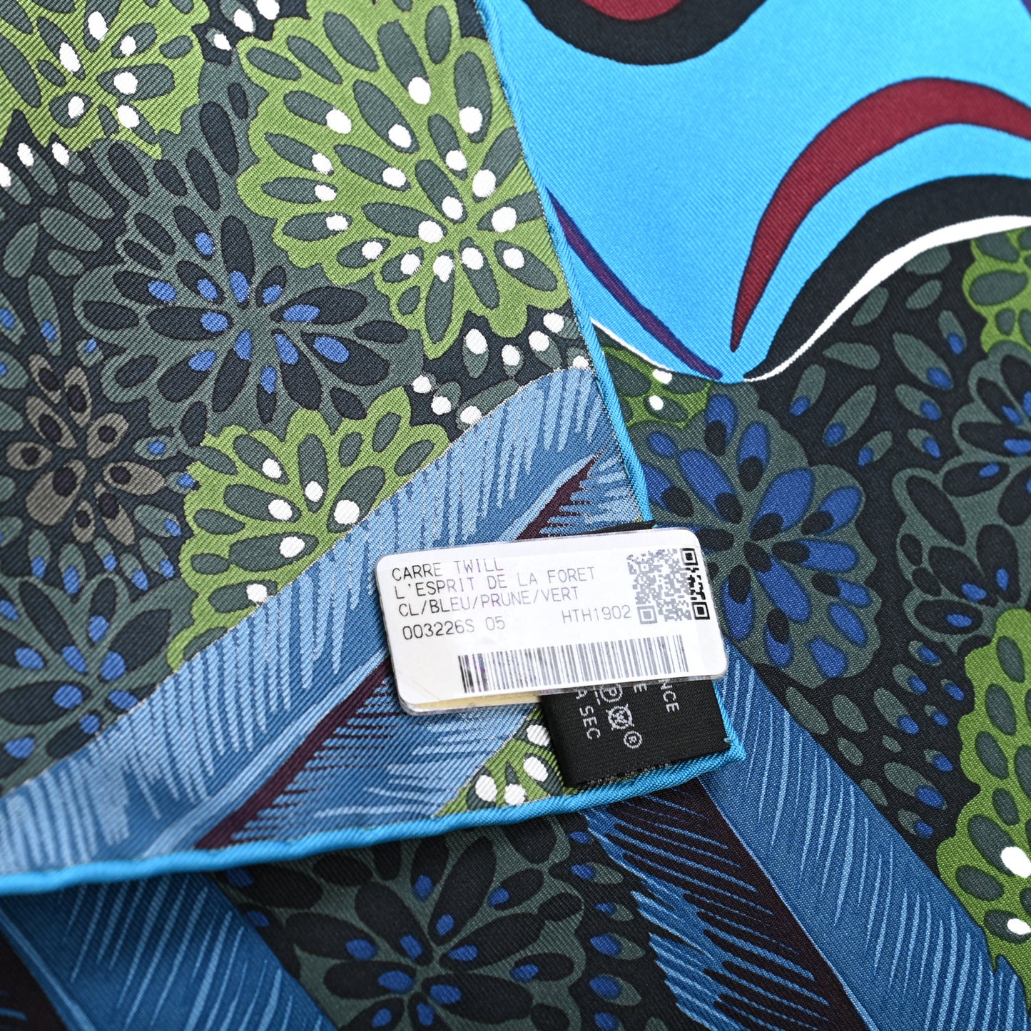 Silk L'Esprit de la Foret Scarf 90 Bleu Prune Vert