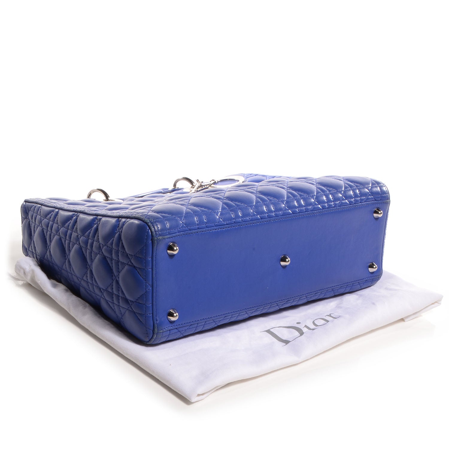 Christian Dior Lambskin Cannage Large Lady Dior Blue Persan 4 of 7