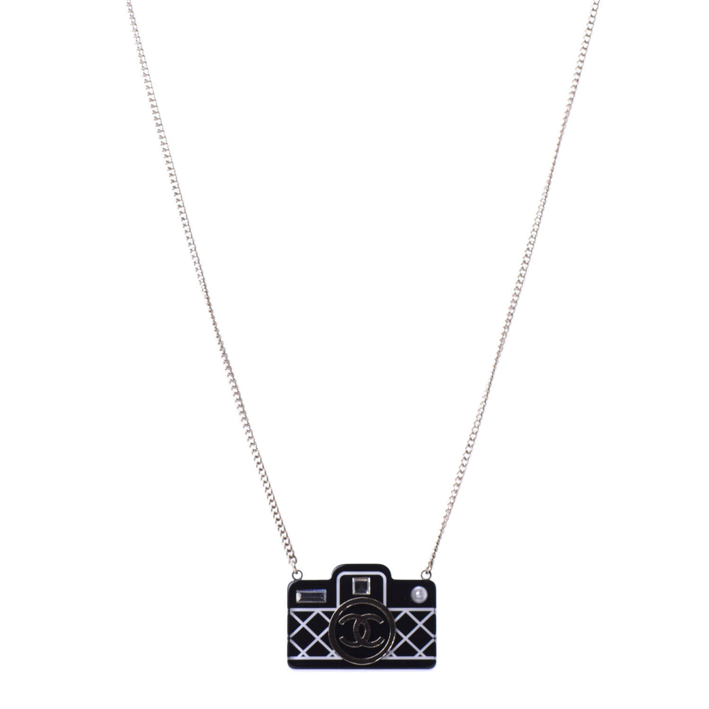 Resin Camera CC Necklace Black Gold