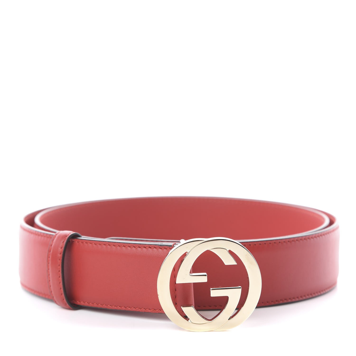 Gucci Moon Calfskin Interlocking G 37mm Belt 105 42 Vibrant Red 1 of 5