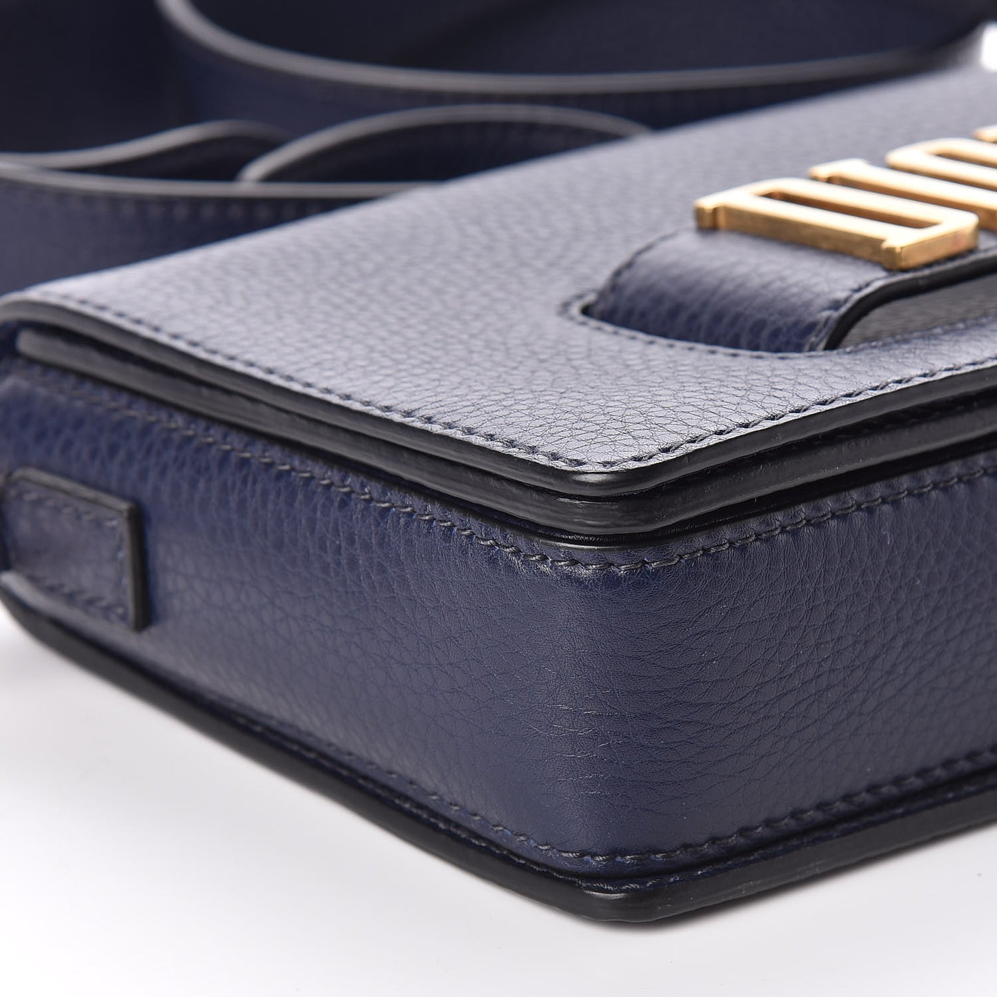 Grained Calfskin Dio(r)evolution Flap Bag Navy Blue