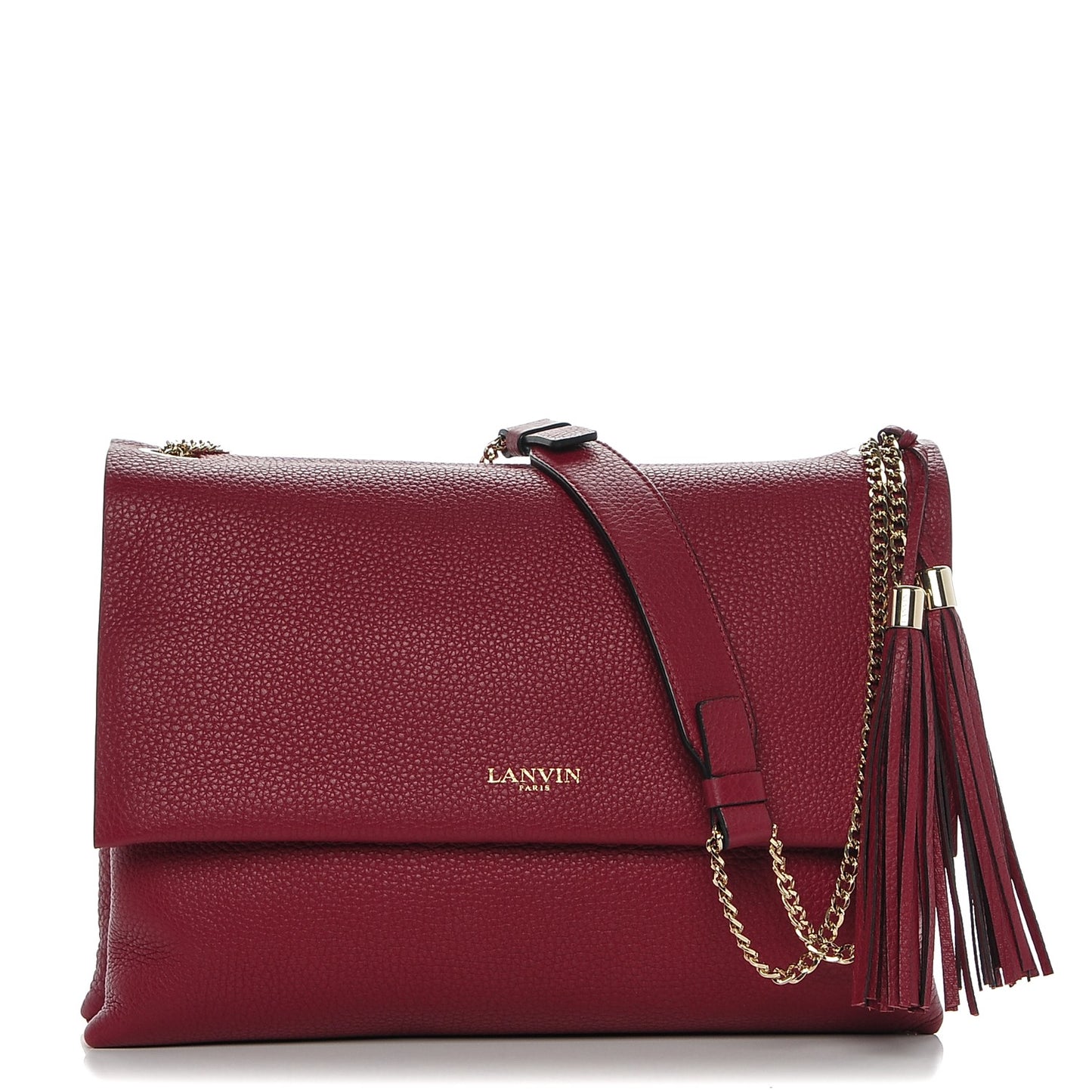 Grained Calfskin Medium Sugar Flap Shoulder Bag Cherry