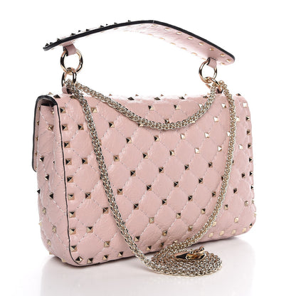 Valentino Garavani Craquele Nappa Medium Rockstud Spike Shoulder Bag Water Rose 4 of 8