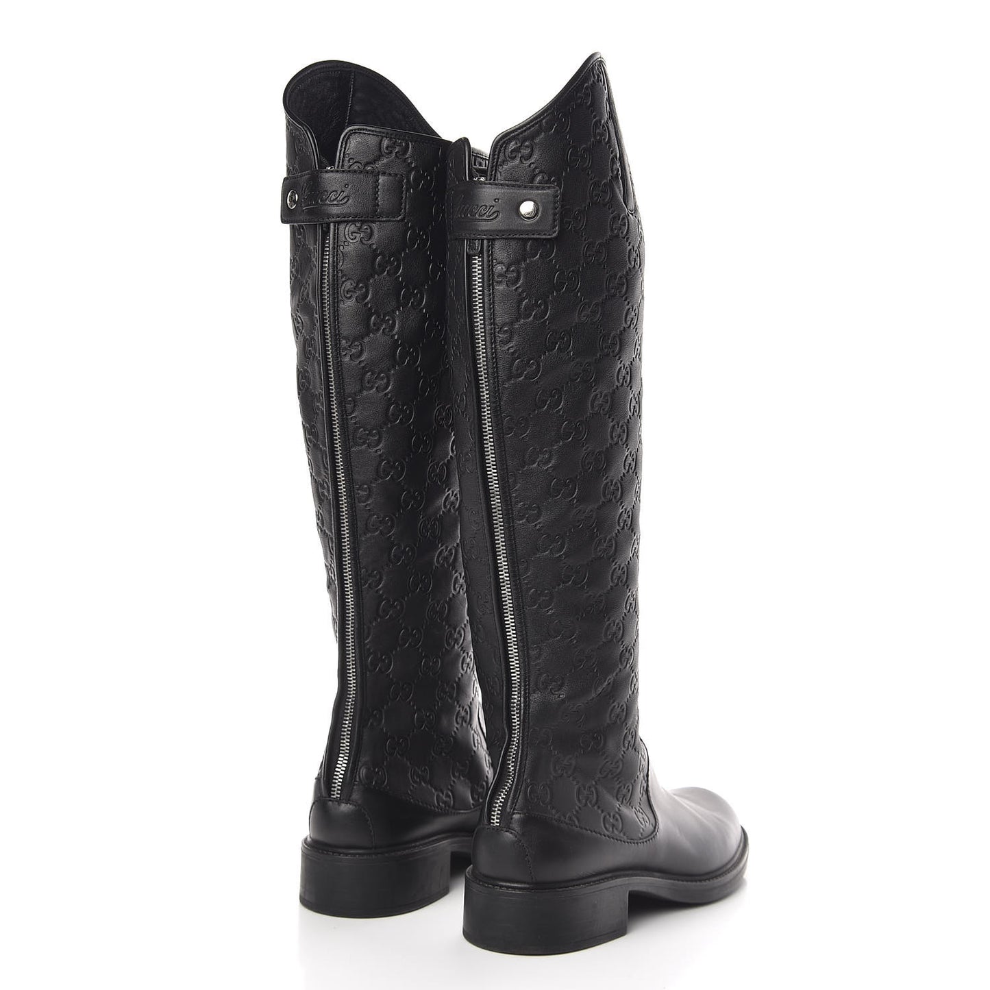 Guccissima Calfskin Miro Soft Knee High Riding Boots 39 Black