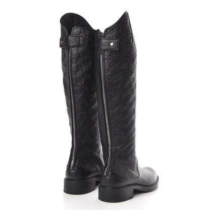 Gucci Guccissima Calfskin Miro Soft Knee High Riding Boots 39 Black 4 of 10
