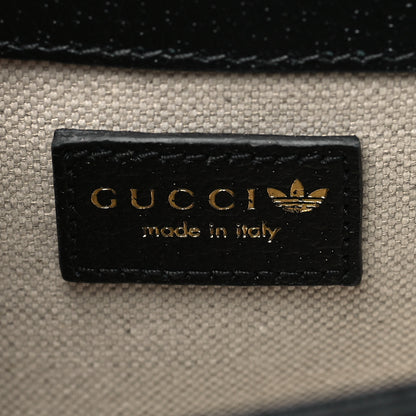 Gucci X ADIDAS Textured Dollar Calfskin Web Trefoil Mini Horsebit 1955 Shoulder Bag Black Off White 6 of 10