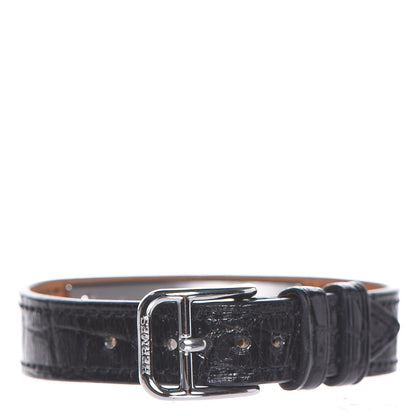 Hermes Stainless Steel Alligator Diamond Mother of Pearl 20mm Kelly Cadena Quartz Watch Noir 3 of 12