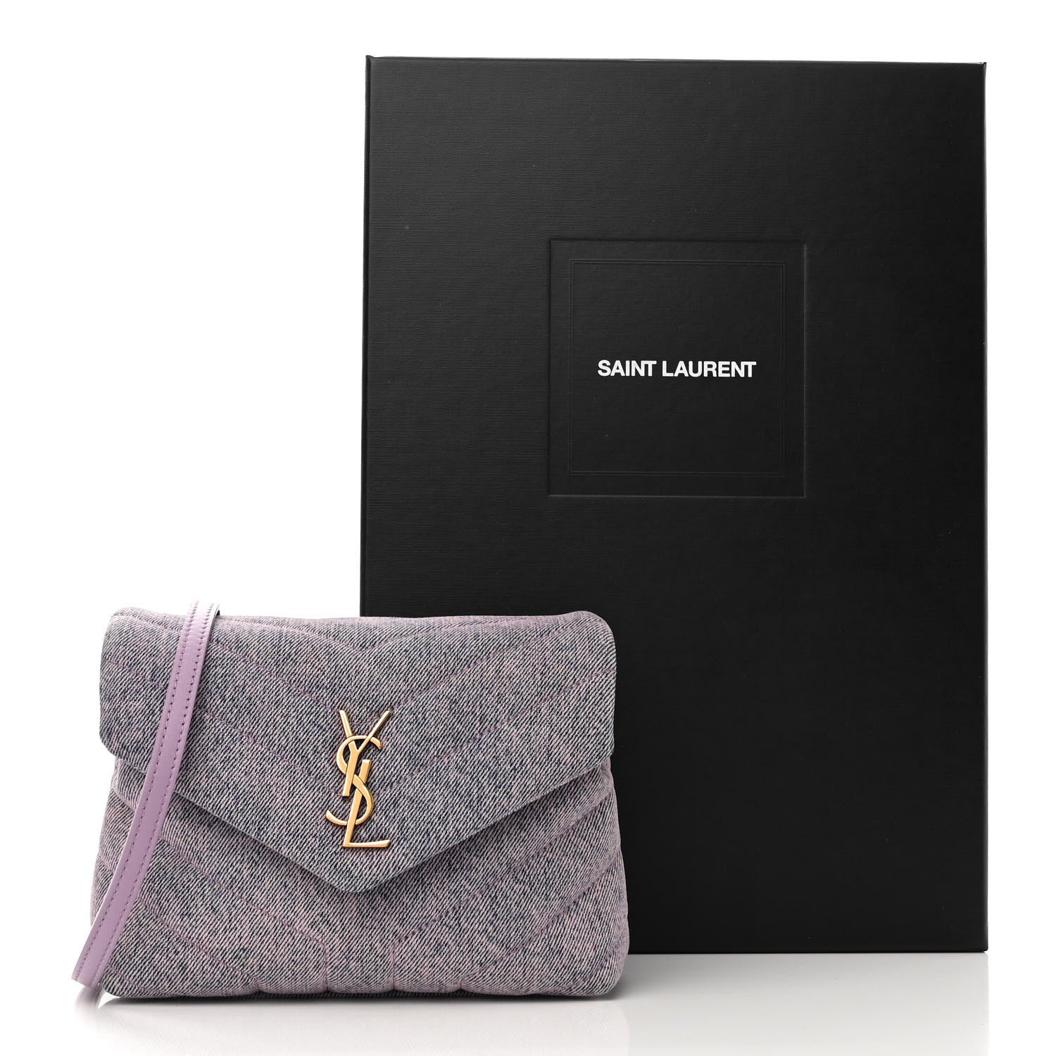 Saint Laurent Denim Y Quilted Monogram Toy Loulou Crossbody Bag Bleached Lilac 11 of 11