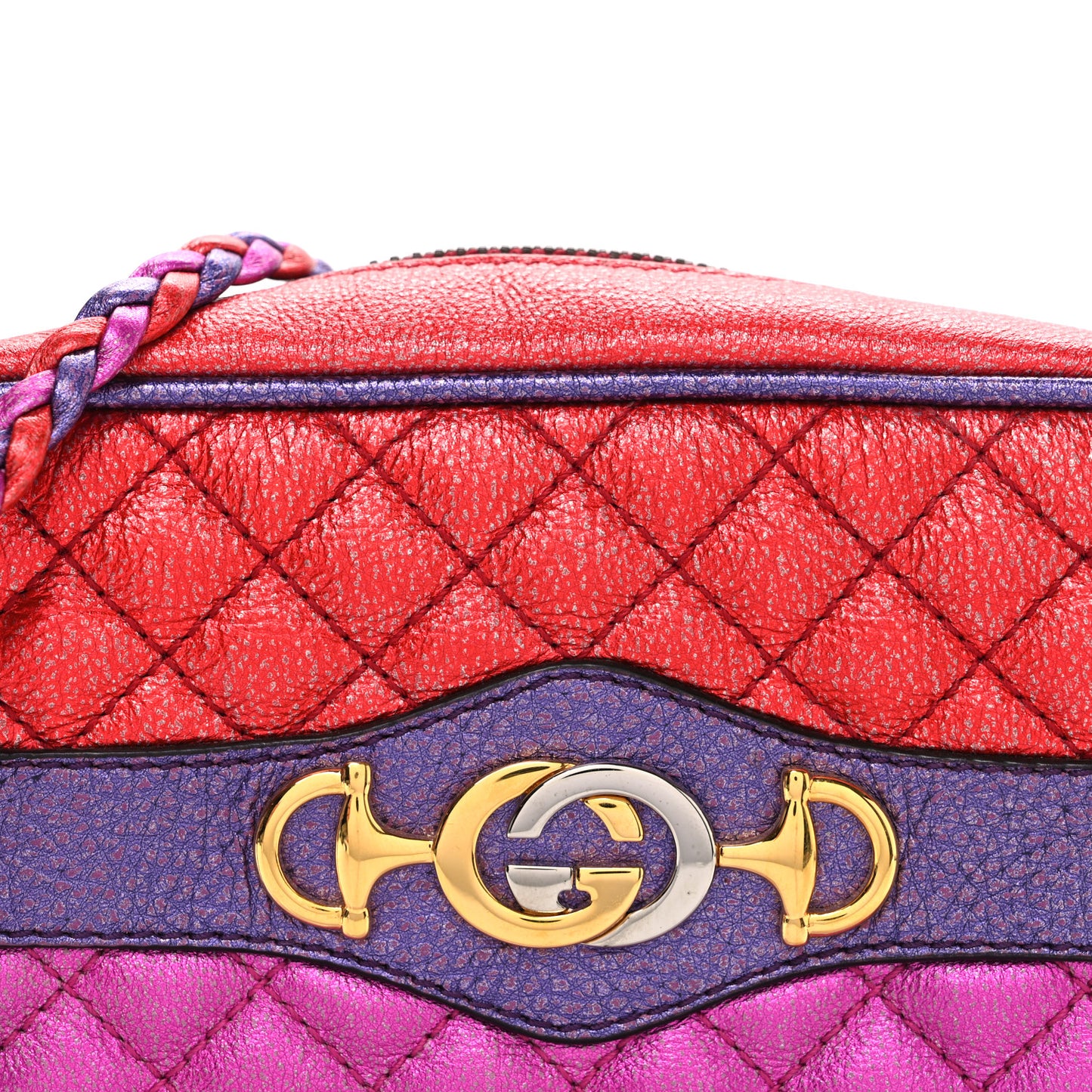 Laminated Nappa Trapuntata Mini Zumi Shoulder Bag Rosso Fuxia Bizantin