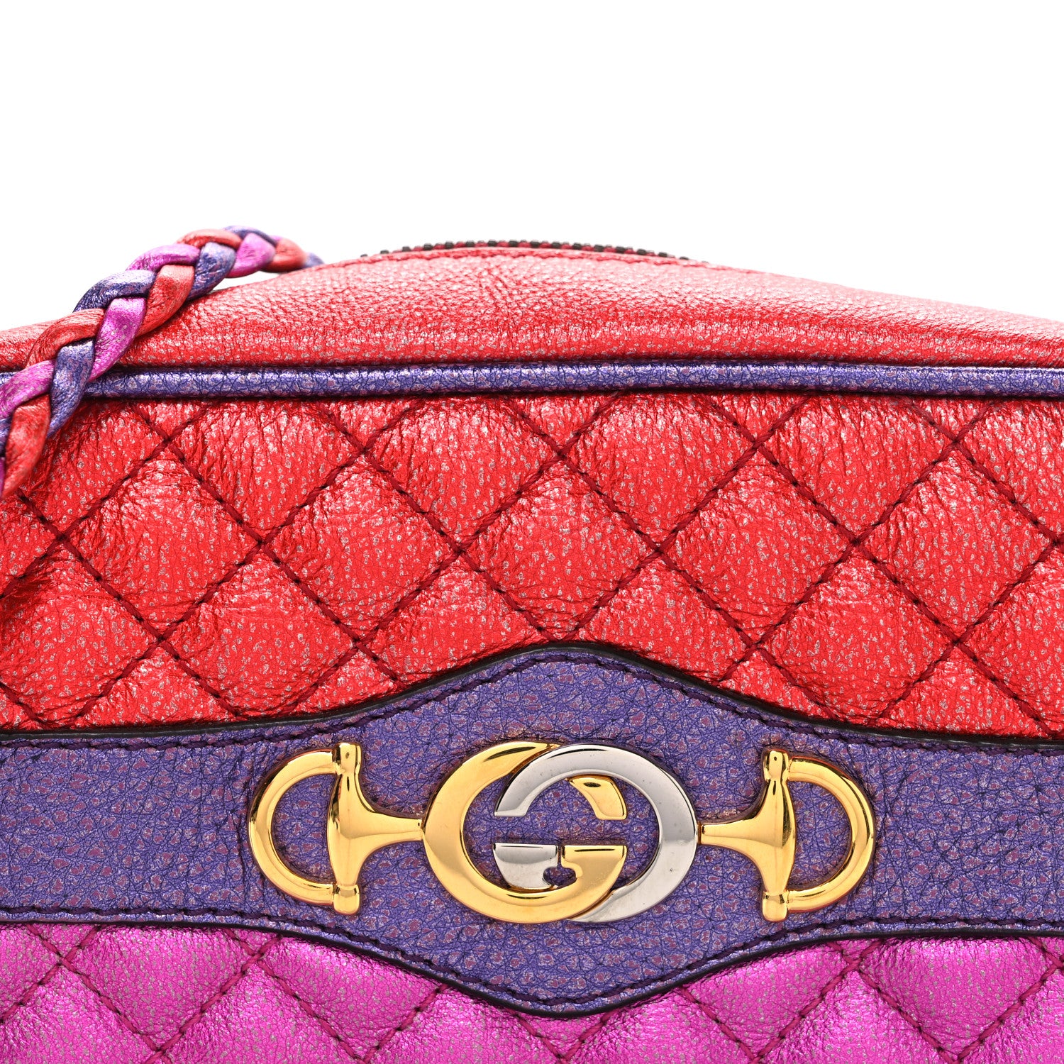 Gucci Laminated Nappa Trapuntata Mini Zumi Shoulder Bag Rosso Fuxia Bizantin 8 of 10