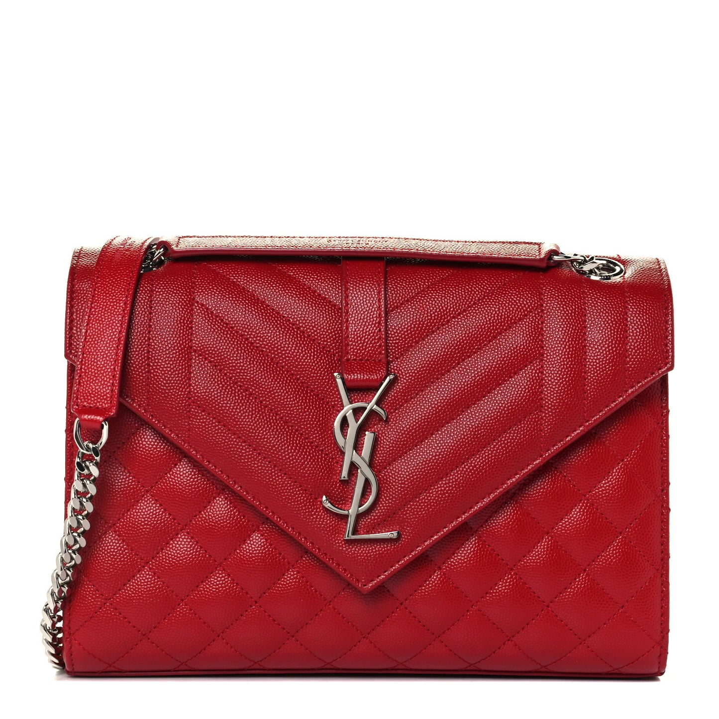 Grain De Poudre Textured Mixed Matelasse Triquilt Medium Monogram Satchel New Red