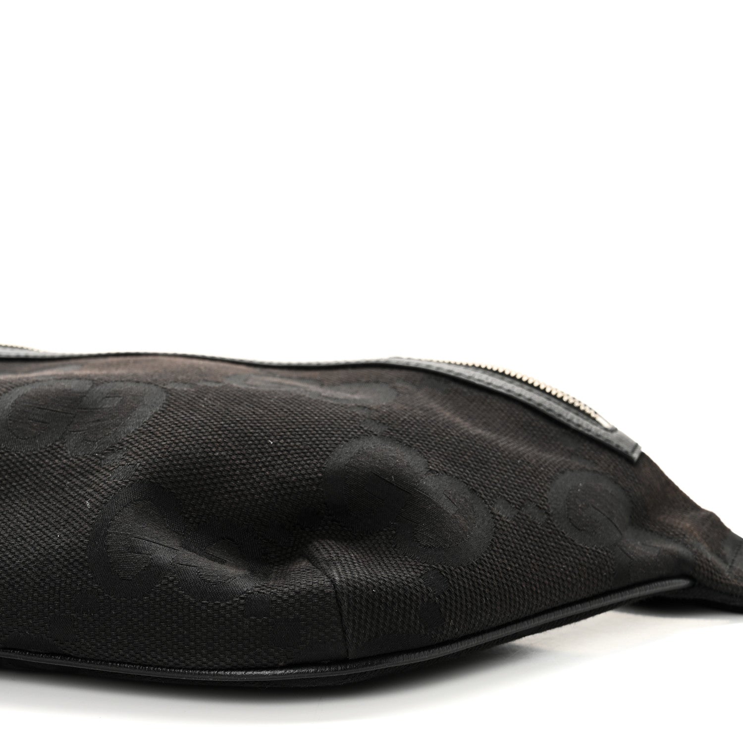 Gucci Monogram Jumbo GG Textured Dollar Calfskin Web Belt Bag Black 9 of 9