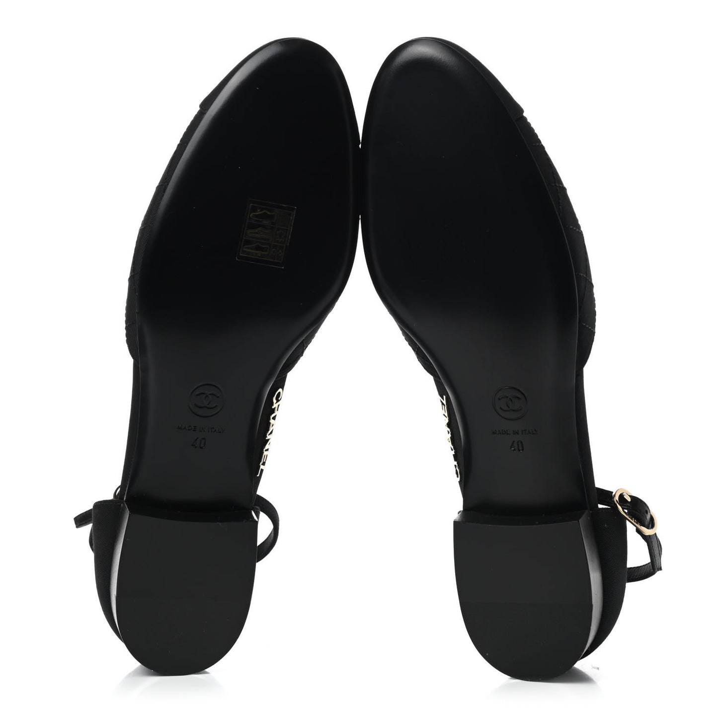Grosgrain Cap Toe CC Ankle Strap Sandals 40 Black